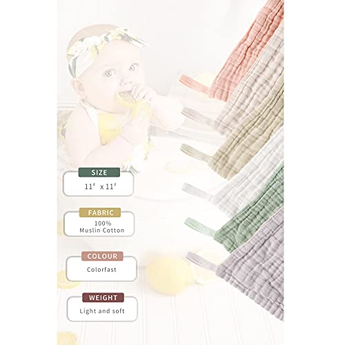 100% Cotton 6-Pack Baby Muslin Washcloths