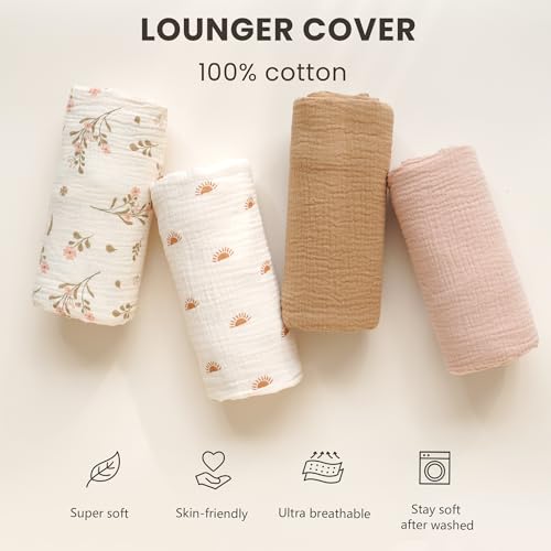 100% Cotton Pink Floral Baby Lounger Cover 2 Pack
