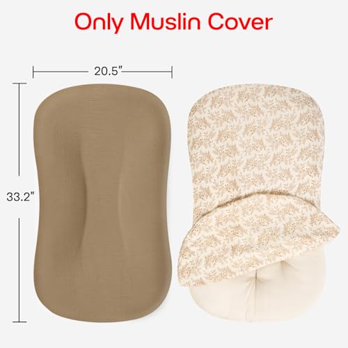 Soft Muslin Baby Lounger Cover Set for Boys and Girls (Brown)