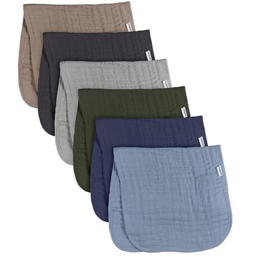Gerber Large Size 6-Pack Muslin Burp Cloths Blues & Browns
