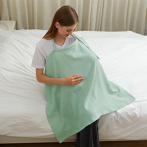 Pea Green Organic Muslin Nursing Cover for Breastfeeding