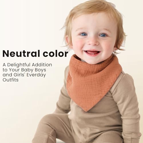 Konssy 10-Pack 100% Cotton Baby Bandana Bibs for Boys and Girls