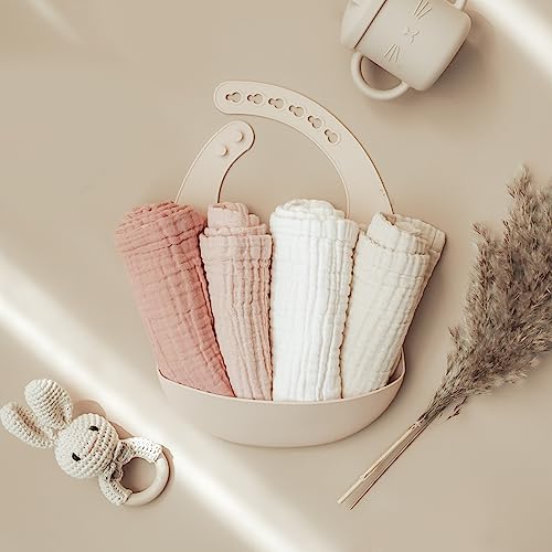 Konssy 100% Cotton Baby Muslin Washcloths, 7 Pack, Soft & Absorbent