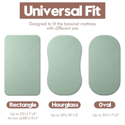 Breathable Cotton Bassinet Sheets for Baby Boys & Girls - 2 Pack