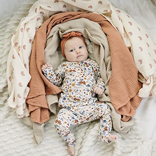 3 Pack 47x47 Inch Muslin Swaddle Blankets for Newborns