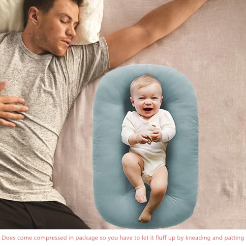 Misty Blue Baby Lounger for Newborn Co-Sleeping Pillow